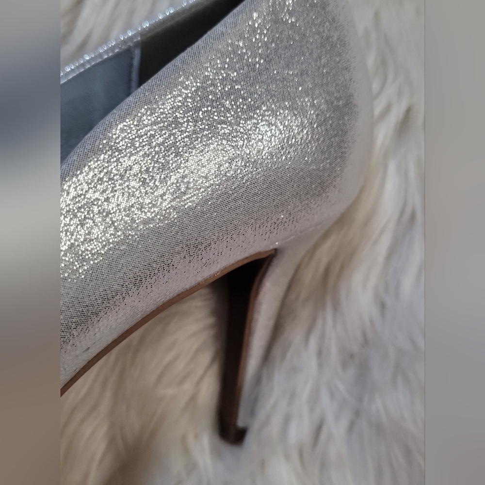 Silver Glitter Heels with Bow Accent - Picture 5 of 10